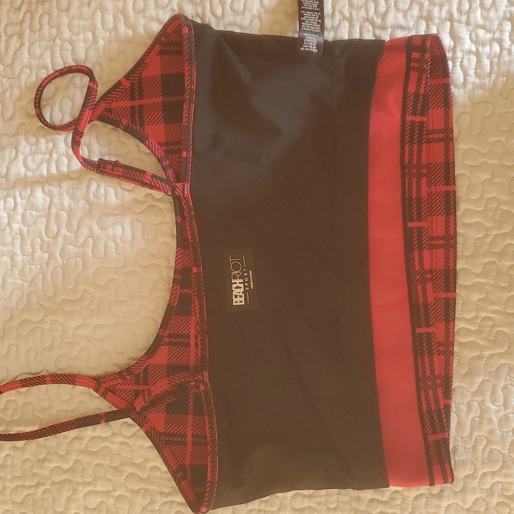 NEW  BEACHRIOT  LIBBY  PLAID  PRINT  SPORTS  BRA  IN MERRY PLAID - Picture 6 of 9